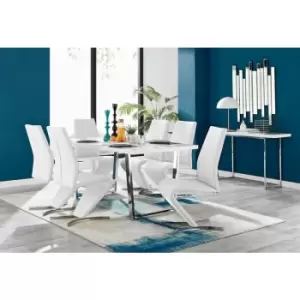 Kylo White High Gloss Dining Table & 6 White Willow Chairs - White