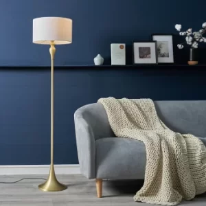 Faulkner Matt Gold Floor Lamp with White Reni Shade