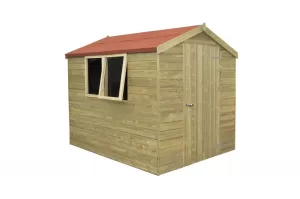 Forest Garden 8 x 6ft Apex Tongue & Groove Pressure Treated Shed with Opening Windows with Assembly