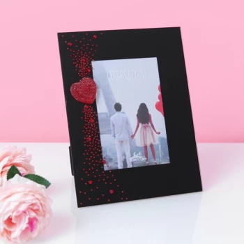 4" x 6" - True Valentine Glass Photo Frame with Gem Heart