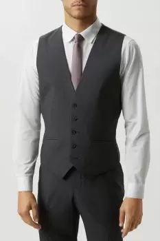 Slim Grey Grid Check Waistcoat