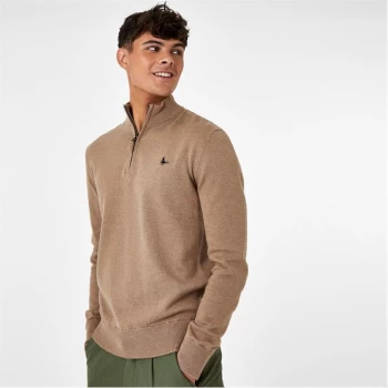 Jack Wills Funnel Neck Half Zip Jumper - Camel