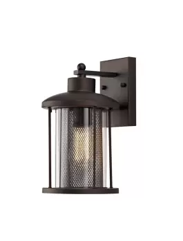 Large Wall Lantern Lamp, 1 x E27, Antique Bronze, Clear Glass, IP54