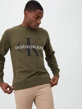 Calvin Klein Jeans Monogram Sweatshirt - Grapeleaf, Grapeleaf, Size 2XL, Men