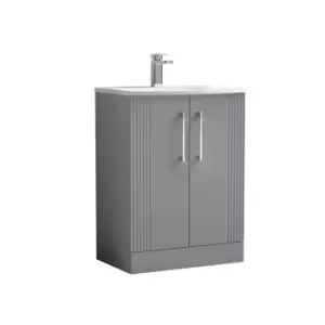 Nuie Deco 600mm Floor Standing 2 Door Vanity & Basin 4 - Satin Grey