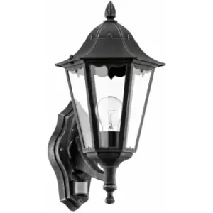 Loops - IP44 Outdoor Wall Light & pir Sensor Black & Silver Patina 1 x 60W E27 Bulb