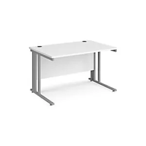 Rectangular Straight Desk White Wood Cable Managed Legs Silver Maestro 25 1200 x 800 x 725mm