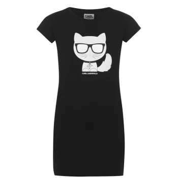 KARL LAGERFELD Junior Girls Cat T Shirt Dress - Black