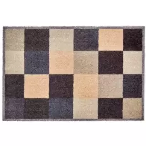 Washamat Recylon Design Squares Mat 75X50Cm - Blue