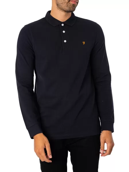 Farah Blanes Longsleeved Polo Shirt True Navy S