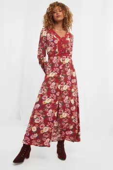 Maxi Button Through Floral Boho Dress