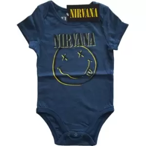 Nirvana - Inverse Smiley Kids 24 Months Baby Grow - Blue