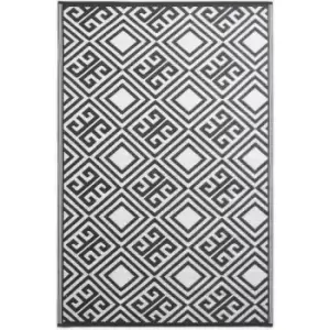 Homescapes - Black and White Geometric Design Reversible Outdoor Rug - Black & White