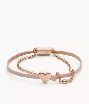 Fossil Women Duo Heart Rose Gold-Tone Stainless Steel Bracelet