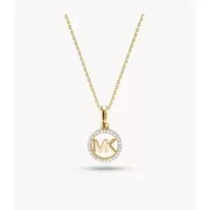 Michael Kors Womens 14K -Plated Stelring Silver Logo Starter Necklace - Gold