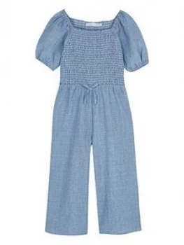 Mintie by Mint Velvet Girls Chambray Stripe Jumpsuit - Blue, Size 5-6 Years, Women