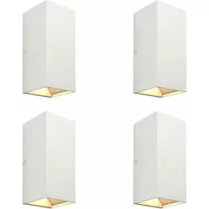 4 pack Twin Outdoor Rectangular Wall Light - 2 x 5.5W cct LED - Matt White