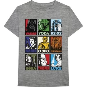 Star Wars - Character Squares Mens Medium T-Shirt - Grey