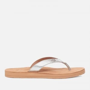 UGG Womens Tawney Logo Flip Flops - Silver - UK 3