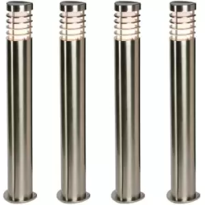 4 PACK Outdoor Garden Bollard Light Brushed Steel 9.2W Path LED Lamp Post IP44