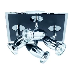 4 Light Ceiling Spotlight Chrome, Matt Black, GU10