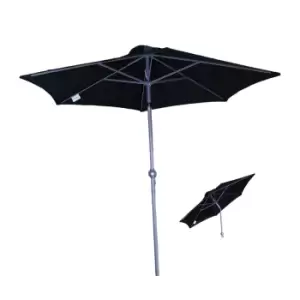 Kingfisher 2M Lightweight Aluminium Garden Parasol With Crank & Tilt Mechanism In Black