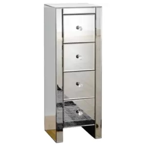 Mirrored Four Drawer Slim Chest