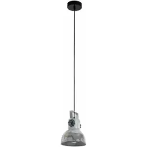 Hanging Ceiling Pendant Light Black & Raw Steel 1x 40W E27 Industrial Feature