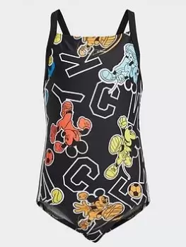 adidas X Disney Mickey Swimsuit, Black, Size 9-10 Years, Women