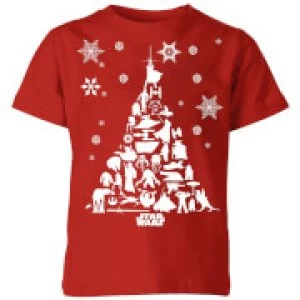 Star Wars Character Christmas Tree Kids Christmas T-Shirt - Red - 3-4 Years