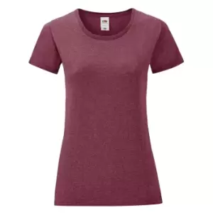 Fruit Of The Loom Womens/Ladies Iconic T-Shirt (XXL) (Heather Burgundy)