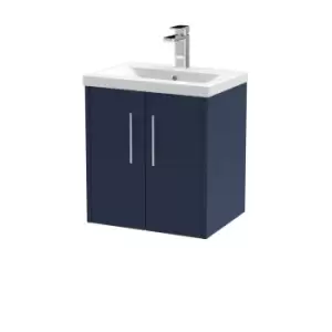 Hudson Reed Juno 500mm Wall Hung 2 Door Vanity & Mid-Edge Basin - Electric Blue