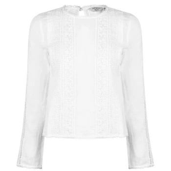 Jack Wills Marygold Long Sleeve Lace Top - White