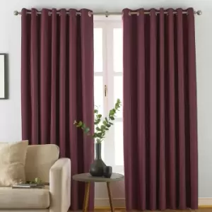 Moon Plain Thermal Blackout Eyelet Lined Curtains, Red, 66 x 54" - Furn