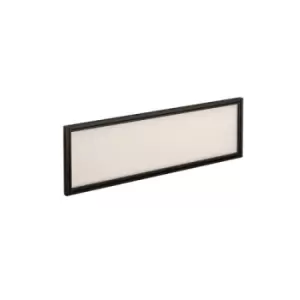 Straight glazed desktop screen 1200mm x 380mm - polar white with Black aluminium frame