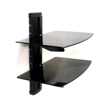 Tempered Black Glass Floating Shelf 2 Tier M&amp;W