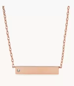 Fossil Women Bar Rose Gold-Tone Stainless Steel Necklace