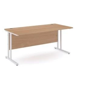 Maestro 25 straight desk 800mm x 800mm white cantilever leg frame, oak