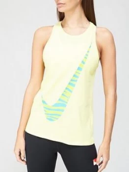 Nike Training Dri-FIT Cotton Icon Clash Tank - Yellow, Size S, Women