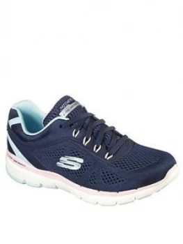 Skechers Flex Appeal 3.0 Steady Move Trainer - Navy/Pink, Size 6, Women