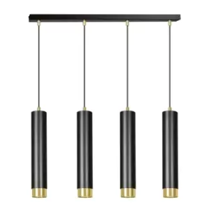 Kibo Black/Gold Bar Pendant Ceiling Light 4x GU10