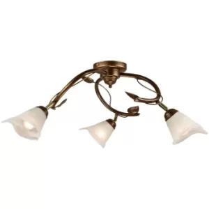 Bluszcz Multi Arm Semi Flush Ceiling Light With Glass Shades, Brown, 3x E14