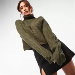 Missguided Tall Roll Neck Crop Jumper - Green