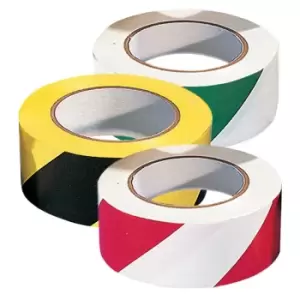 PVC Adhesive Hazard Warning Tape -Pack of 6 Rolls - Green/White