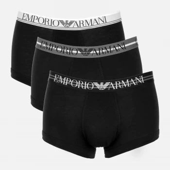 Emporio Armani 3 Pack Stretch Cotton Mixed Waistband Trunks Black Size L Men