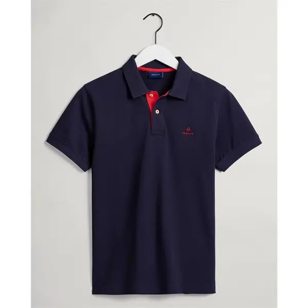 Gant Contrast Rugger Polo Shirt - Blue S