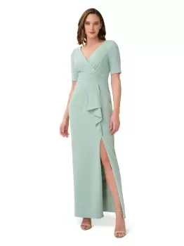 Draped Knit Crepe Gown