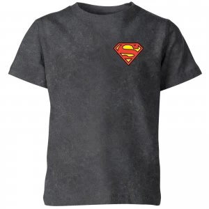 Superman Logo Kids T-Shirt - Black Acid Wash - 7-8 Years - Black Acid Wash