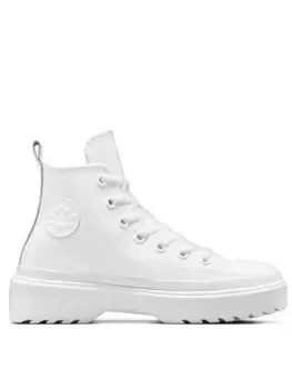 Converse Older Girls Chuck Taylor All Star Eva Lift Leather Hi Top Trainers, White, Size 4 Older