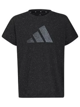 adidas Older Girls Bar T-Shirt - Black/White, Size 13-14 Years, Women